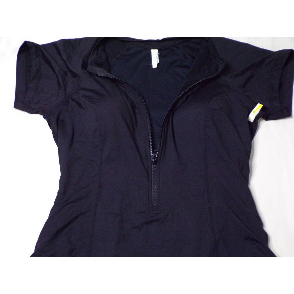 SEA LEVEL Short Sleeve Multifit Zip Front Swimsuit Black 12 NEW - Picture 7 of 8